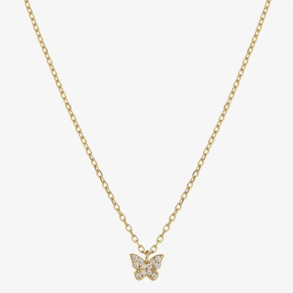 Ana Luisa Butterfly Pendant Necklace LIKE NEW 14k Gold and Sterling Silver